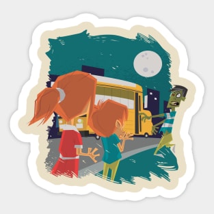 Halloween Zombie School Bus Sticker